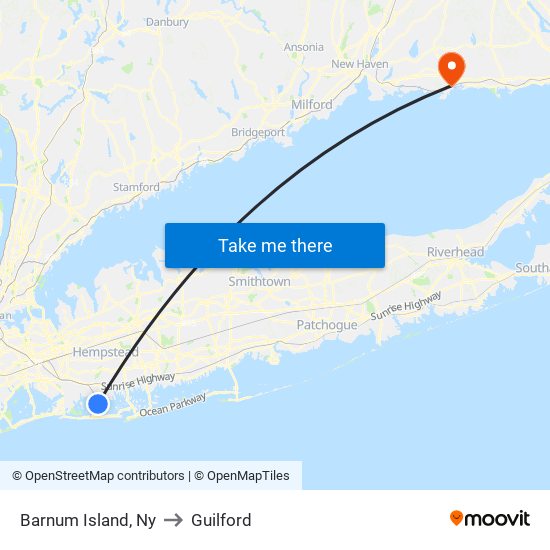 Barnum Island, Ny to Guilford map