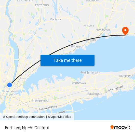 Fort Lee, Nj to Guilford map