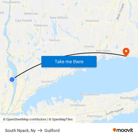 South Nyack, Ny to Guilford map