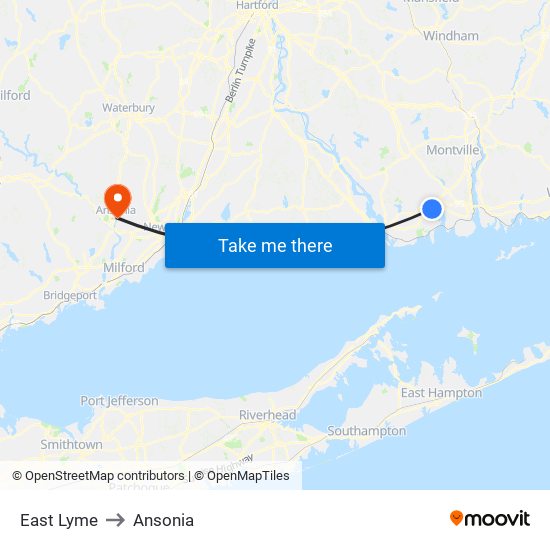 East Lyme to Ansonia map