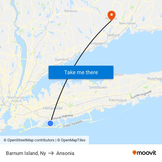 Barnum Island, Ny to Ansonia map