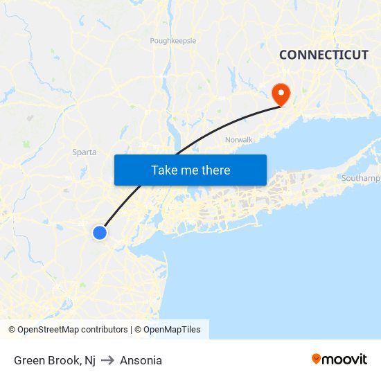 Green Brook, Nj to Ansonia map