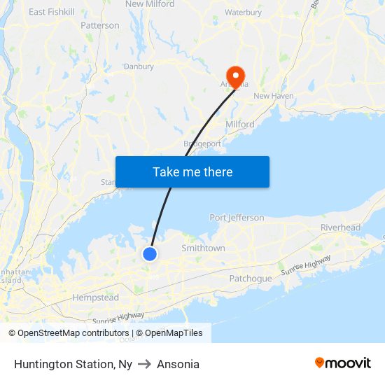 Huntington Station, Ny to Ansonia map