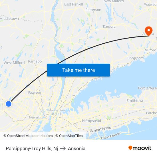 Parsippany-Troy Hills, Nj to Ansonia map