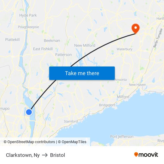 Clarkstown, Ny to Bristol map