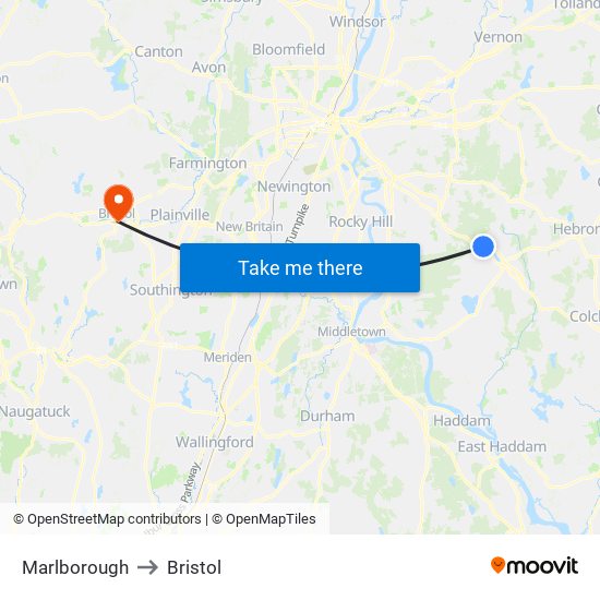 Marlborough to Bristol map