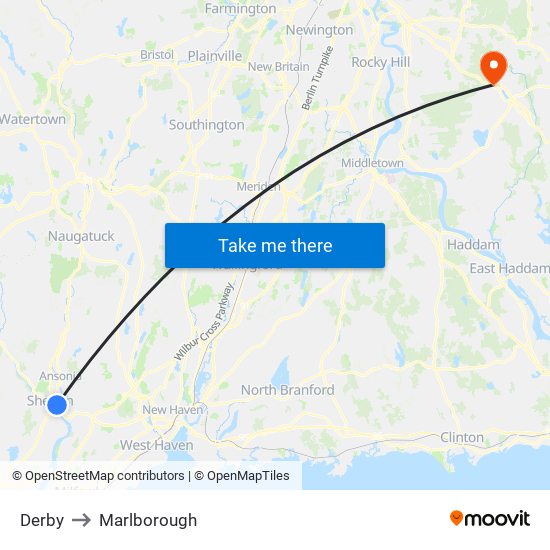 Derby to Marlborough map