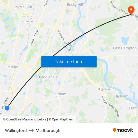 Wallingford to Marlborough map