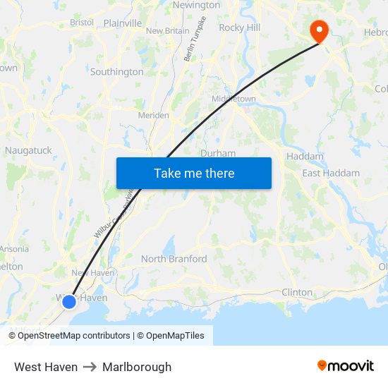 West Haven to Marlborough map