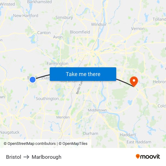 Bristol to Marlborough map