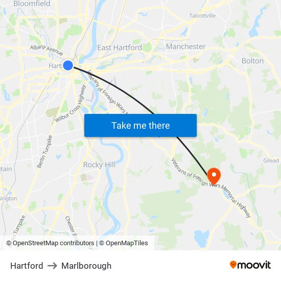 Hartford to Marlborough map
