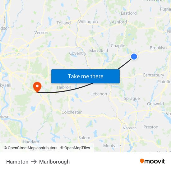 Hampton to Marlborough map