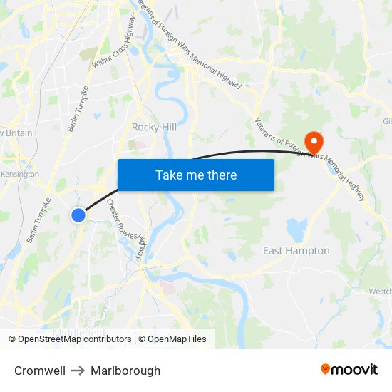 Cromwell to Marlborough map