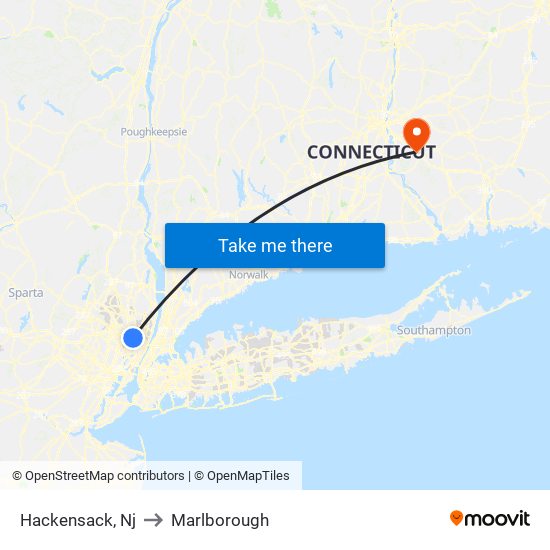 Hackensack, Nj to Marlborough map