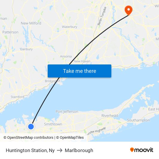 Huntington Station, Ny to Marlborough map