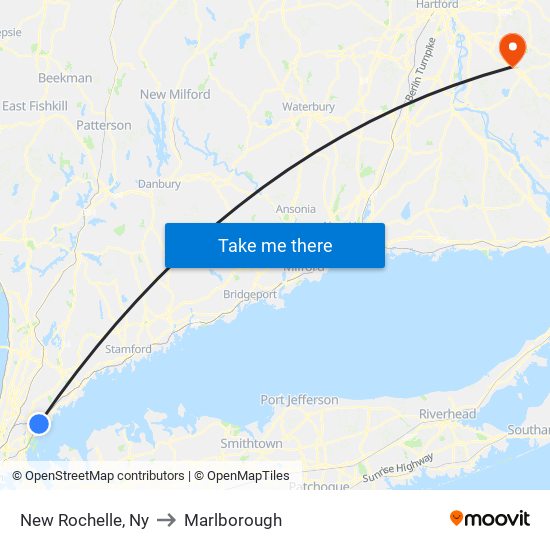 New Rochelle, Ny to Marlborough map