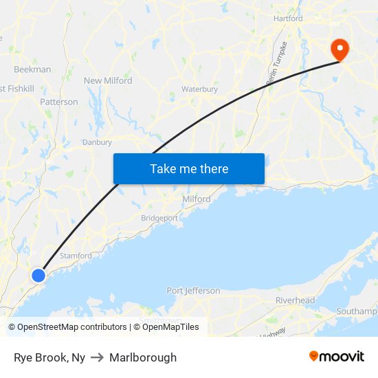 Rye Brook, Ny to Marlborough map