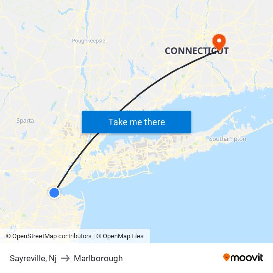 Sayreville, Nj to Marlborough map