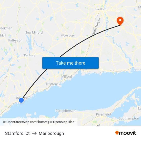 Stamford, Ct to Marlborough map