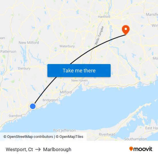 Westport, Ct to Marlborough map