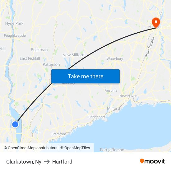 Clarkstown, Ny to Hartford map