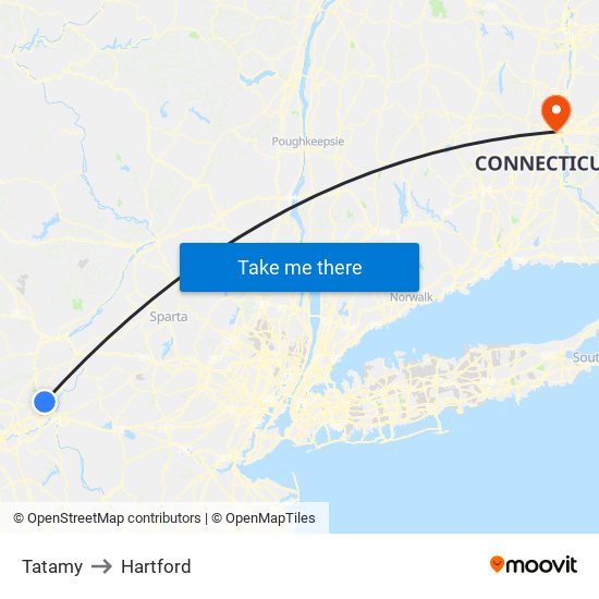 Tatamy to Hartford map