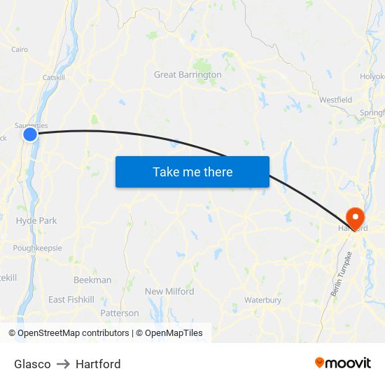 Glasco to Hartford map