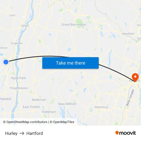 Hurley to Hartford map