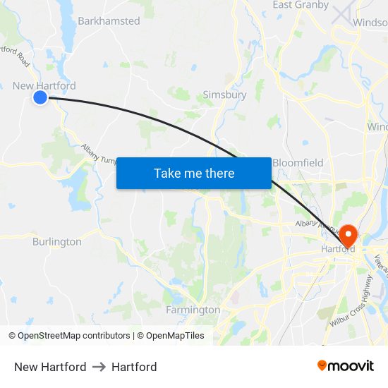 New Hartford to Hartford map