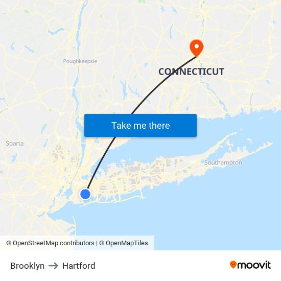 Brooklyn to Hartford map