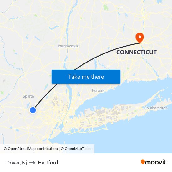 Dover, Nj to Hartford map