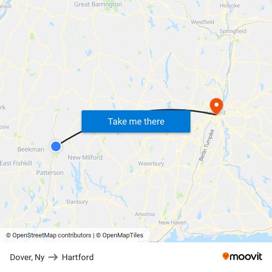 Dover, Ny to Hartford map