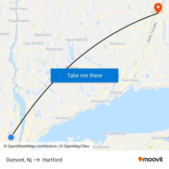 Dumont, Nj to Hartford map