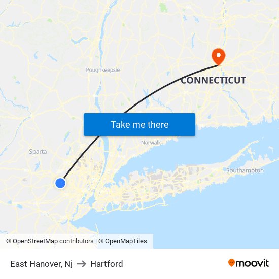 East Hanover, Nj to Hartford map