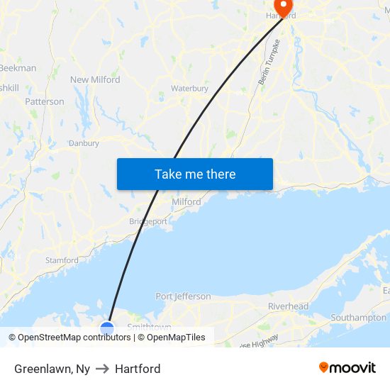 Greenlawn, Ny to Hartford map