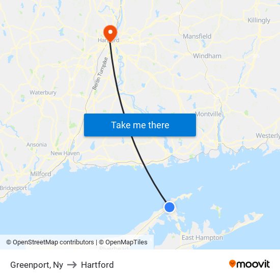 Greenport, Ny to Hartford map