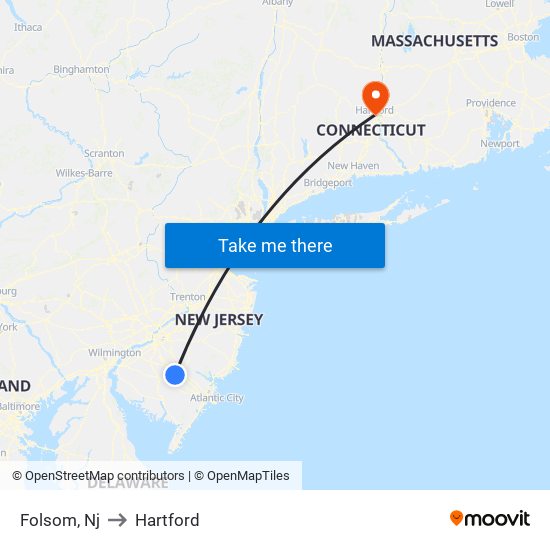 Folsom, Nj to Hartford map