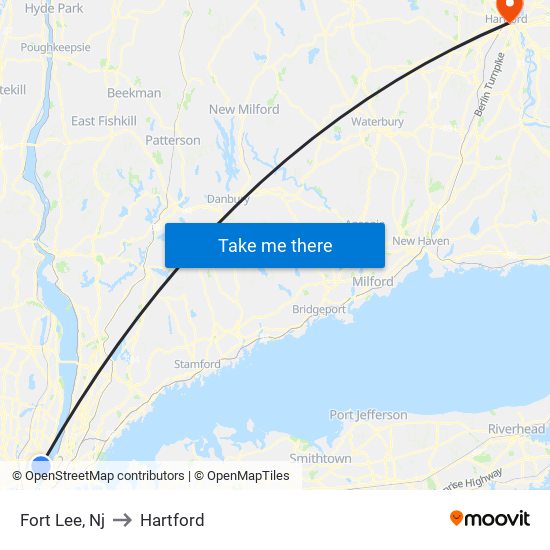 Fort Lee, Nj to Hartford map
