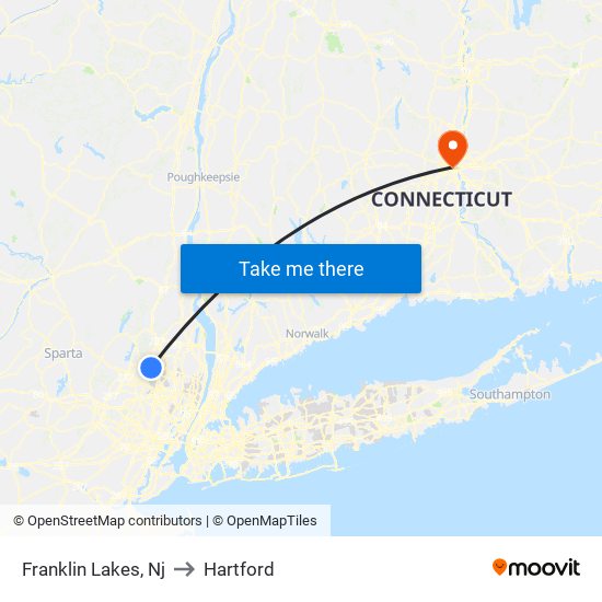 Franklin Lakes, Nj to Hartford map