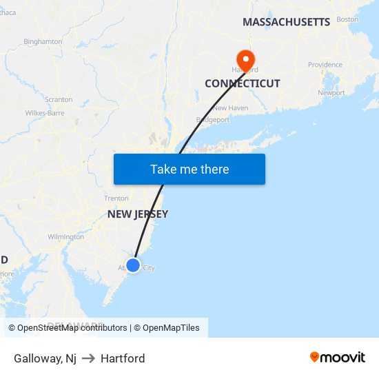 Galloway, Nj to Hartford map