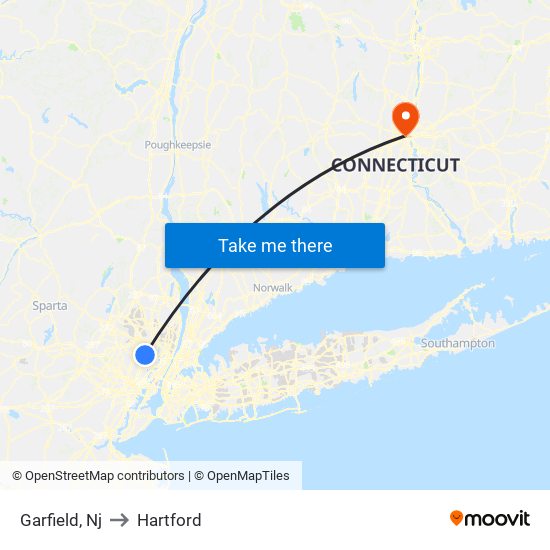 Garfield, Nj to Hartford map