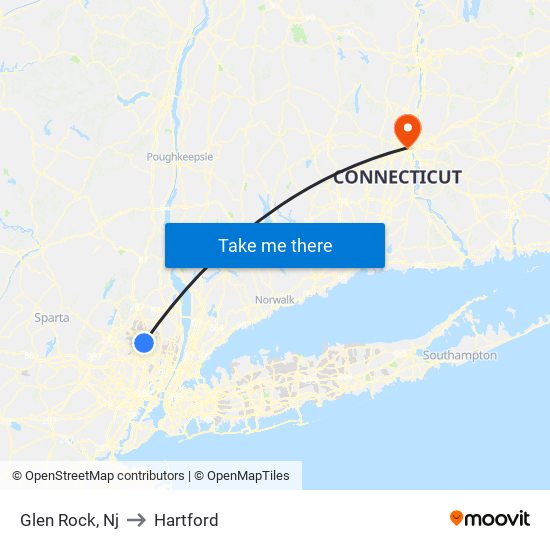 Glen Rock, Nj to Hartford map
