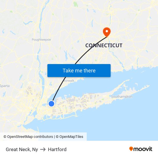 Great Neck, Ny to Hartford map