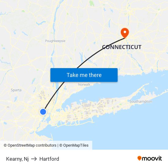 Kearny, Nj to Hartford map