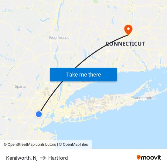 Kenilworth, Nj to Hartford map