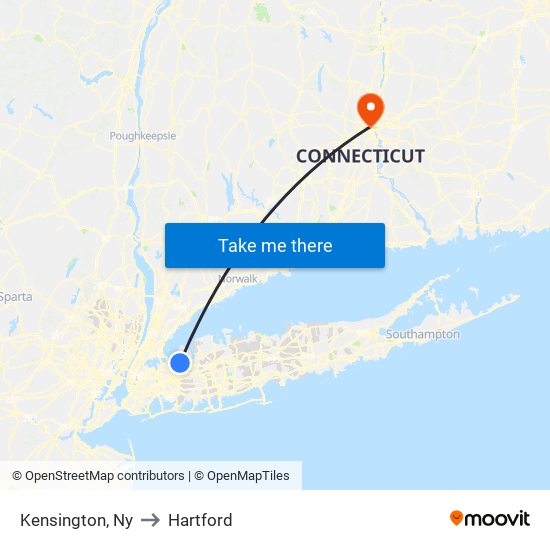 Kensington, Ny to Hartford map