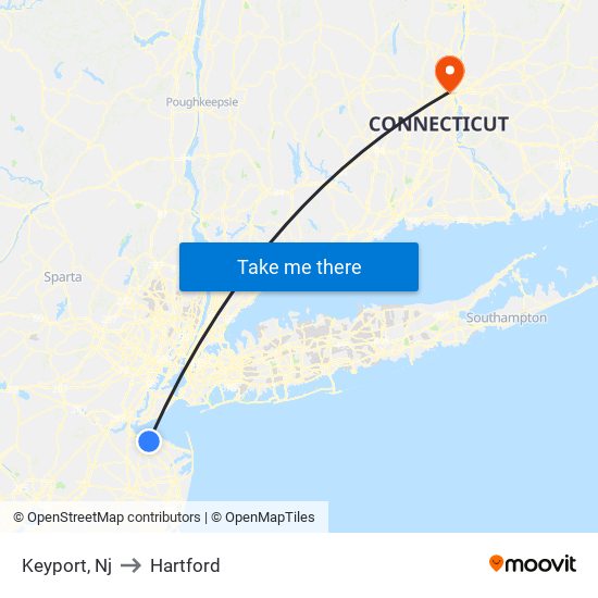 Keyport, Nj to Hartford map
