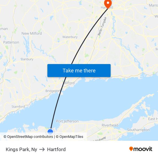 Kings Park, Ny to Hartford map