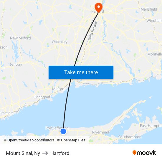 Mount Sinai, Ny to Hartford map