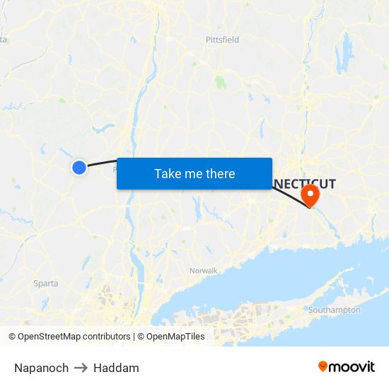 Napanoch to Haddam map